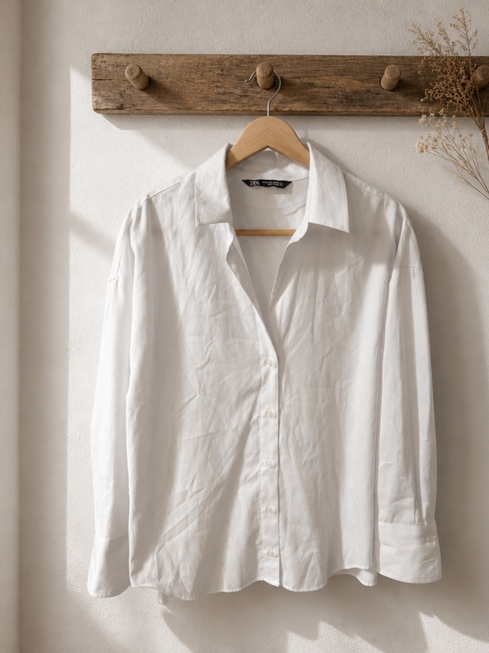 Zara White ladies Relaxed Button-Down Shirt